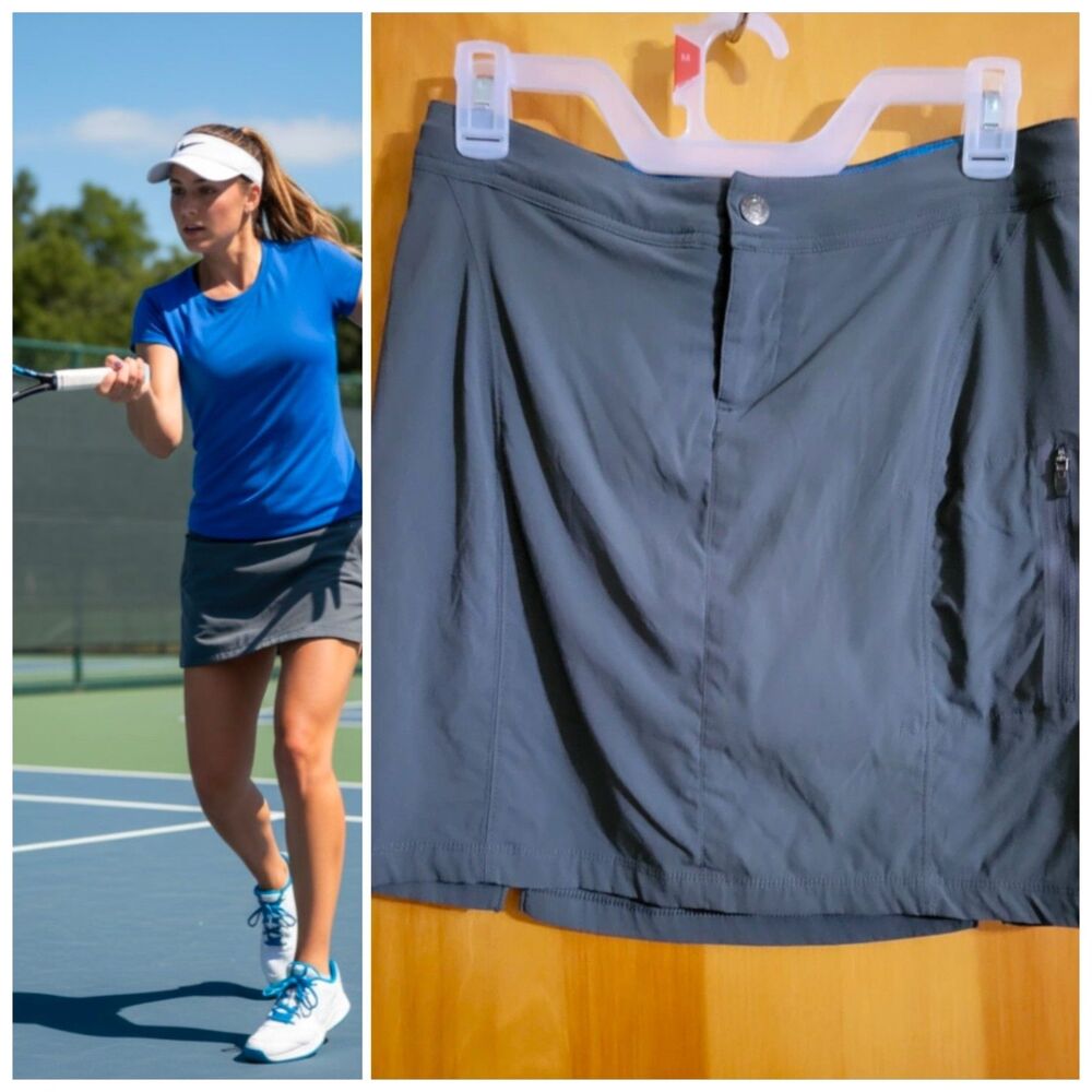 Columbia Womens Skort 4/36 (Fit 29 X 16) Stretch Gray Omni-Shield With Pockets